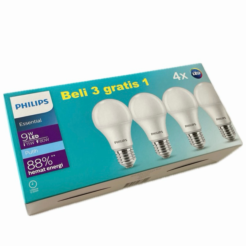 Philips LED Essential 9W Paket Beli 3 Gratis 1