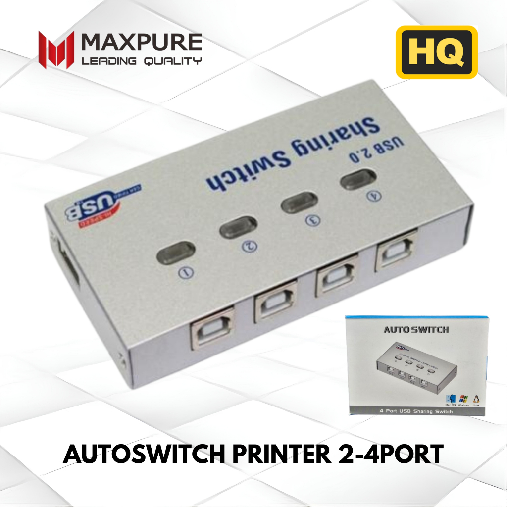 AUTO SWITCH USB PRINTER 2 PORT - 1 printer ke 2 pc otomatis