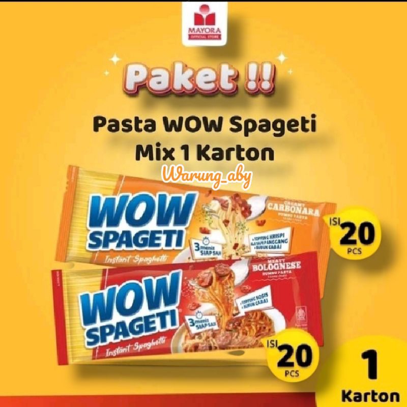 

Pasta WOW Spageti 1 Karton MIX 2 Rasa - Carbonara - Bolognese
