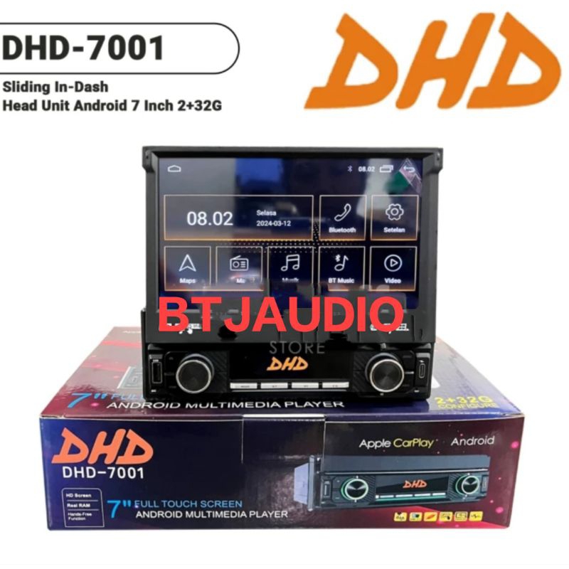 HEAD UNIT TAPE MOBIL ANDROID SINGLE DIN SLIDING INDASH DHD-7001 LAYAR 7 INCH