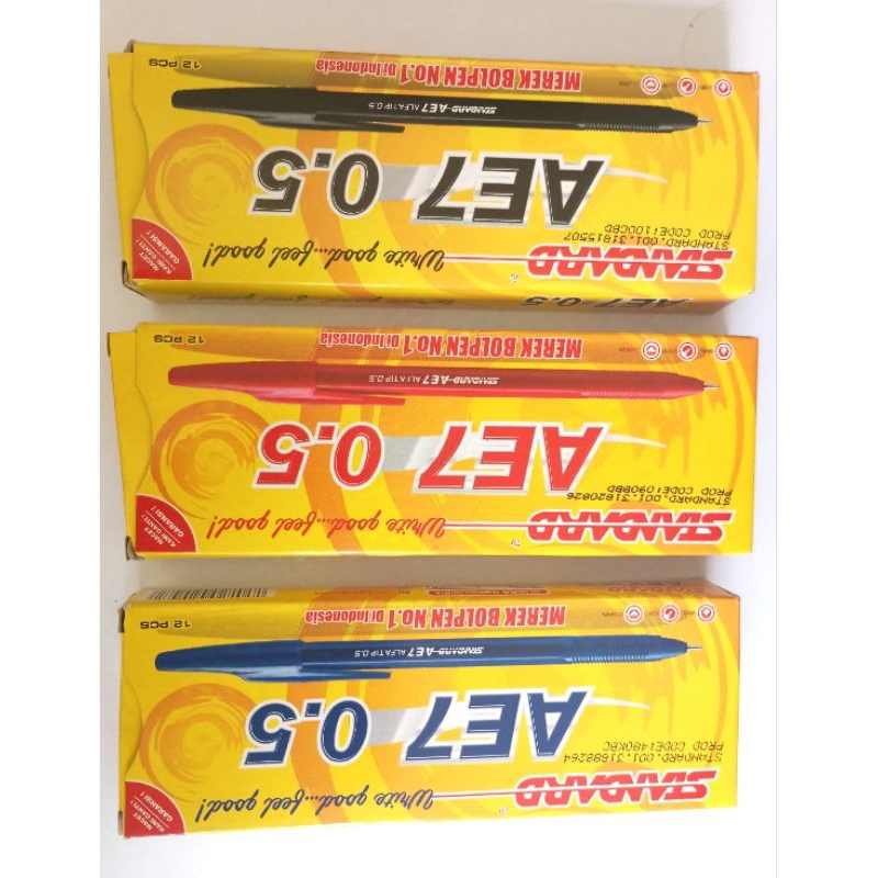 

Pulpen Standard AE7 0,5 mm warna hitam, biru, merah