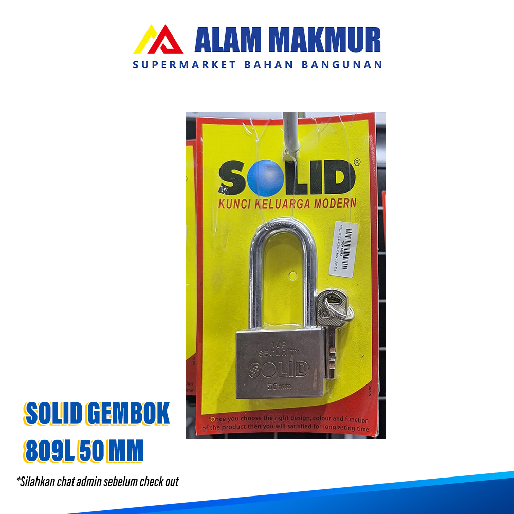 Gembok SOLID 809 L 50MM Panjang Bahan Baja