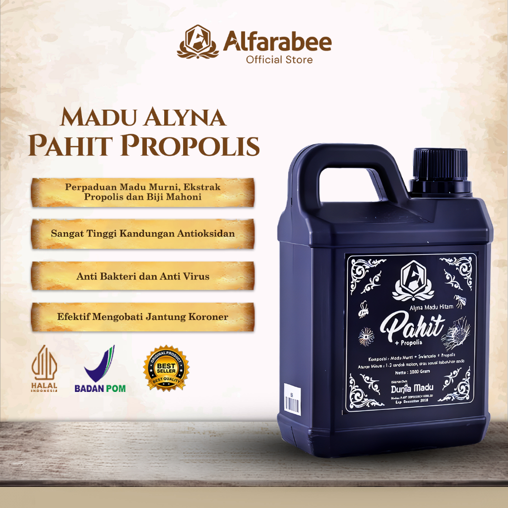 

Alfarabee - Alyna Madu Hitam Pahit Plus Propolis Asli Murni Tanpa Campuran 100% Untuk Kesehatan