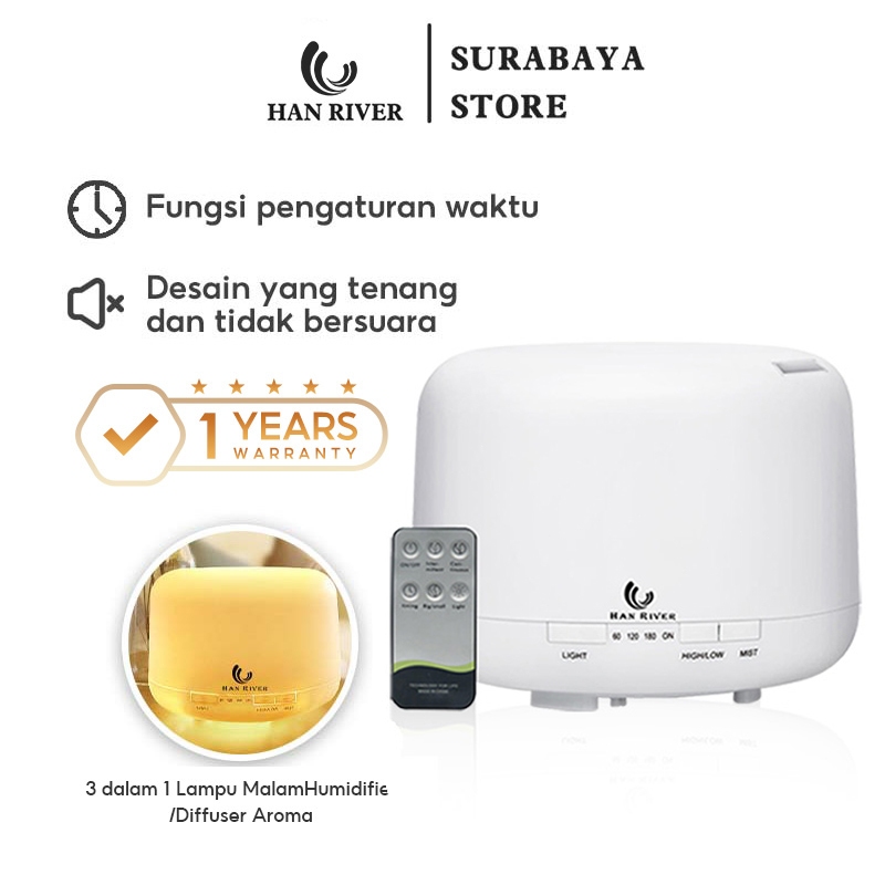 HAN RIVER Humidifier Air Ultrasonic Diffuser Aroma Purifier LED 500ML
