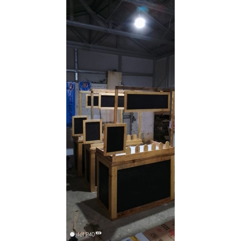 Gerobak Kayu 120cm Jualan Makanan Minuman | Booth Kayu