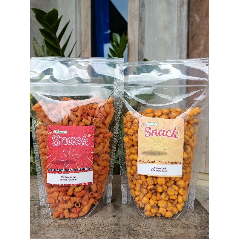 

makroni bantet pedas manis daun jeruk,marning jagung super , asin gurih renyah,paket 450 gram