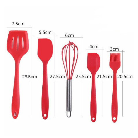 BS Alat Masak Dapur Spatula Silikon 1 Set 5IN Tahan Panas Peralatan Alat Masak Spatula Sutil Silikon