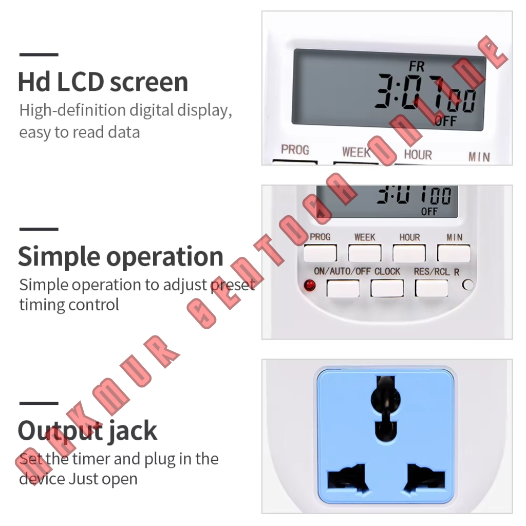 Stop kontak Timer Digital Programmable Switch 16 Program On/Off EU StopKontak - Multi Socket