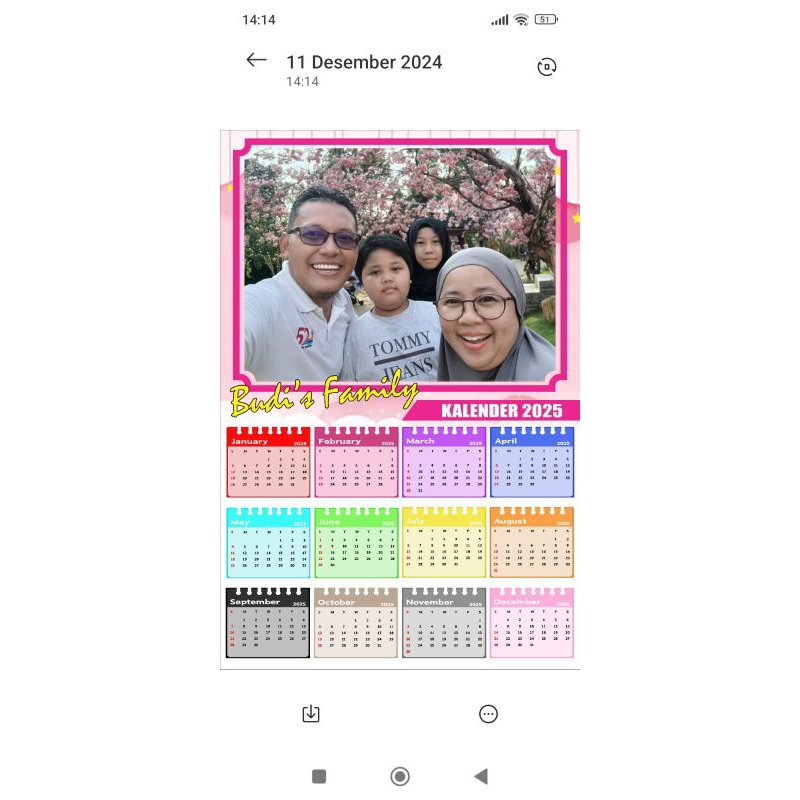 

Kalender dinding karakter custom foto free desain art karton 260 GSM