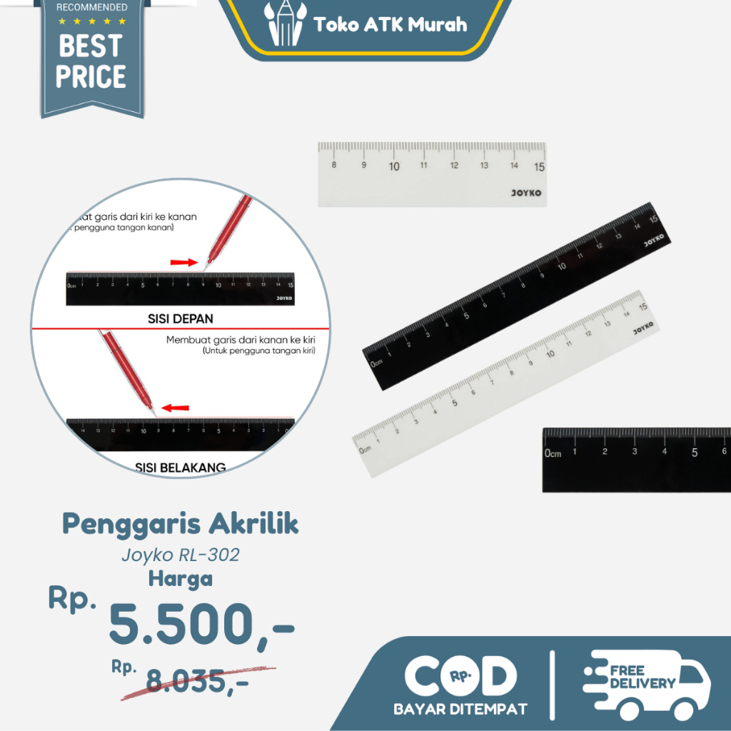 

Penggaris Akrilik Joyko RL-302 15cm Acrylic Ruler