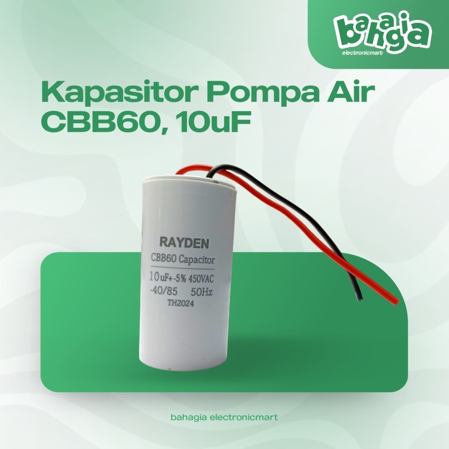 Capasitor Kapasitor Pompa Air 10uf 10 uf 450VAC / Capasitor Bulet Bulat Pompa Air 10uf 10 uf 450 VAC