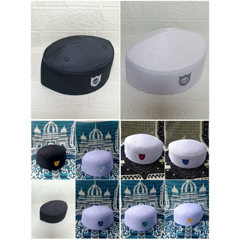 Songkok Peci Putih Malaysia Terompah Assagofah Pondok Bordir Tinggi 9 cm Ukuran Dan Warna Lengkap