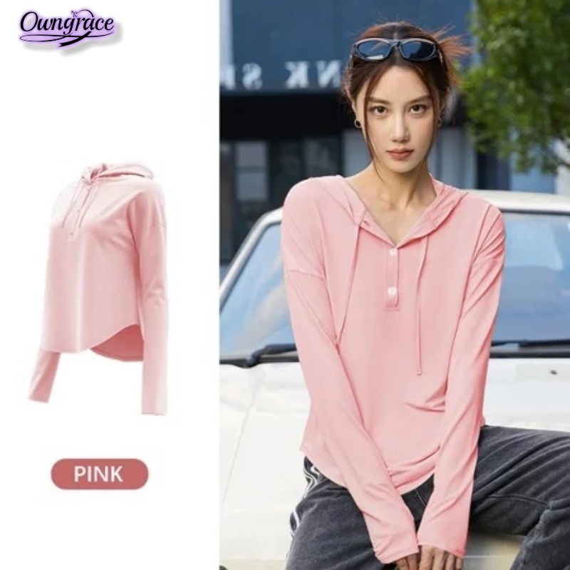 Baju Gym Wanita Hijab Baju Jogging Atasan Olahraga Wanita Hoodie Kaos Wanita Lengan Panjang