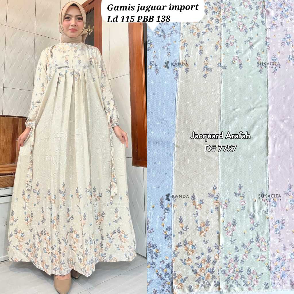 GAMIS DRESS MUSLIM WANITA JACQUARD ARAFAH/GAMIS MOTIF /DRESS MOTIF BUNGA TERBARU
