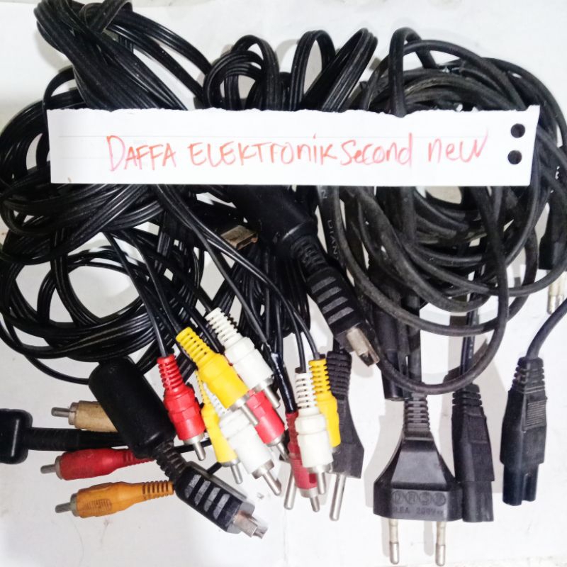 kabel rca av video ps2 / kabel ac power listrik ps2 / kabel rca ps3 / kabel setrum ps2 ps3 / colokan