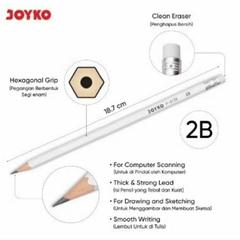 

Pensil JOYKO P-8138 2B (1 Pack/ 12 Pensil)