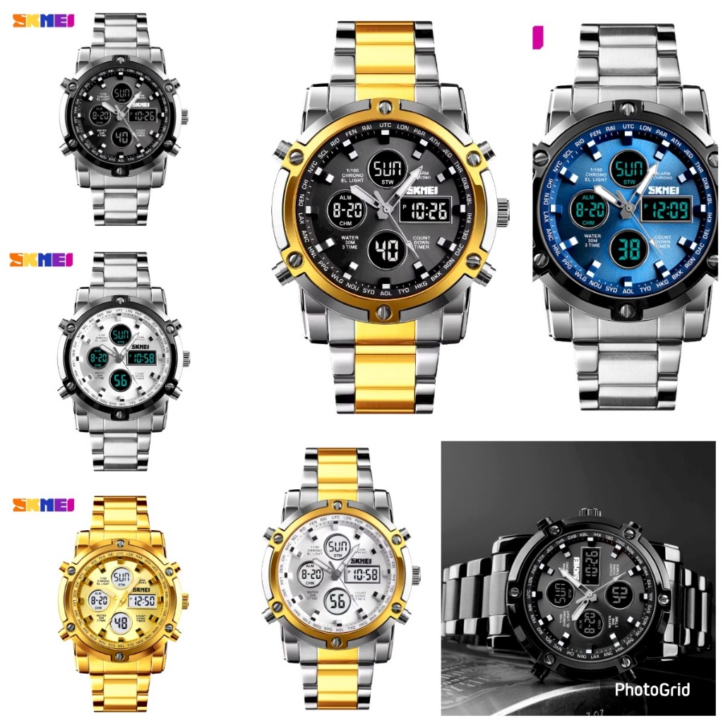 PENGIRIMAN INSTANT / Jam tangan pria skmei 1389 original rantai double time waterresist