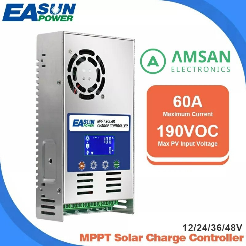 EASUN MPPT 60A Solar Charger Controller Kontroler Surya PLTS Cas Aki invepow21 Buru Order