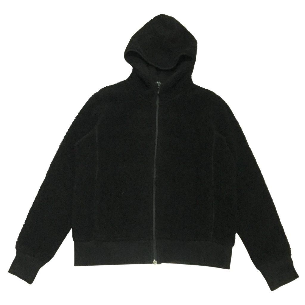 Uniqlo Jacket / Zip Hoodie / Jacket Bulu / Uniqlo Outer / Hitam / Black