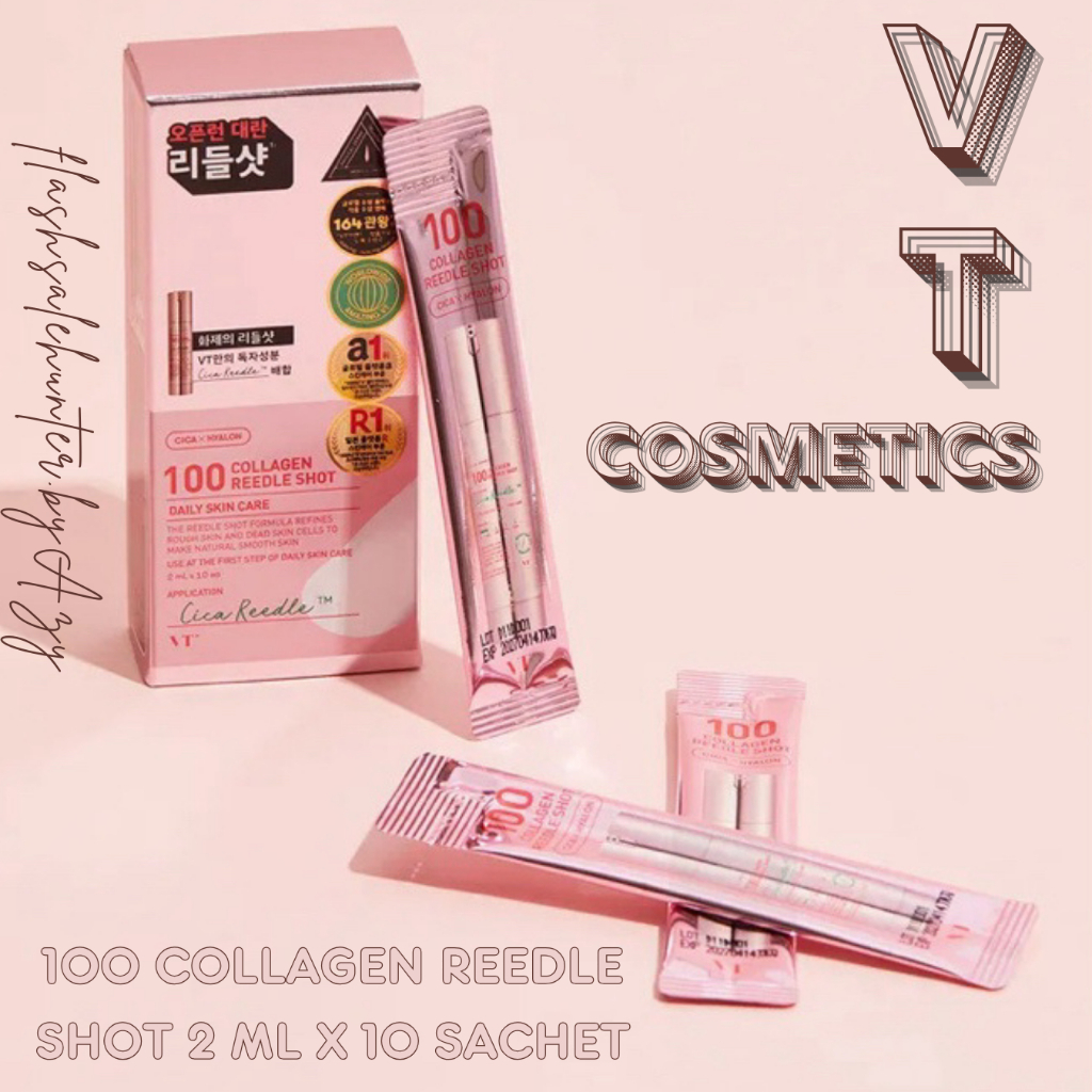 VT COSMETICS Collagen Reedle Shot 100 2 ml x 10 EA Cica 100 reedle shot collagen anti aging serum VT