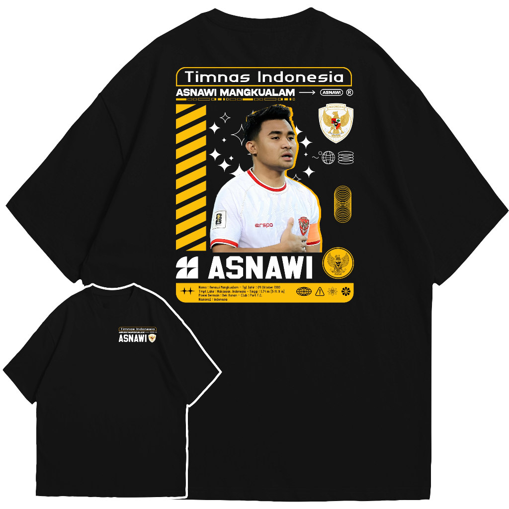 (Gratis Stiker, Sans) Tshirt Kaos Asnawi Mangkualam New Series Tshirt Cotton Combed 24s / Baju Asnaw