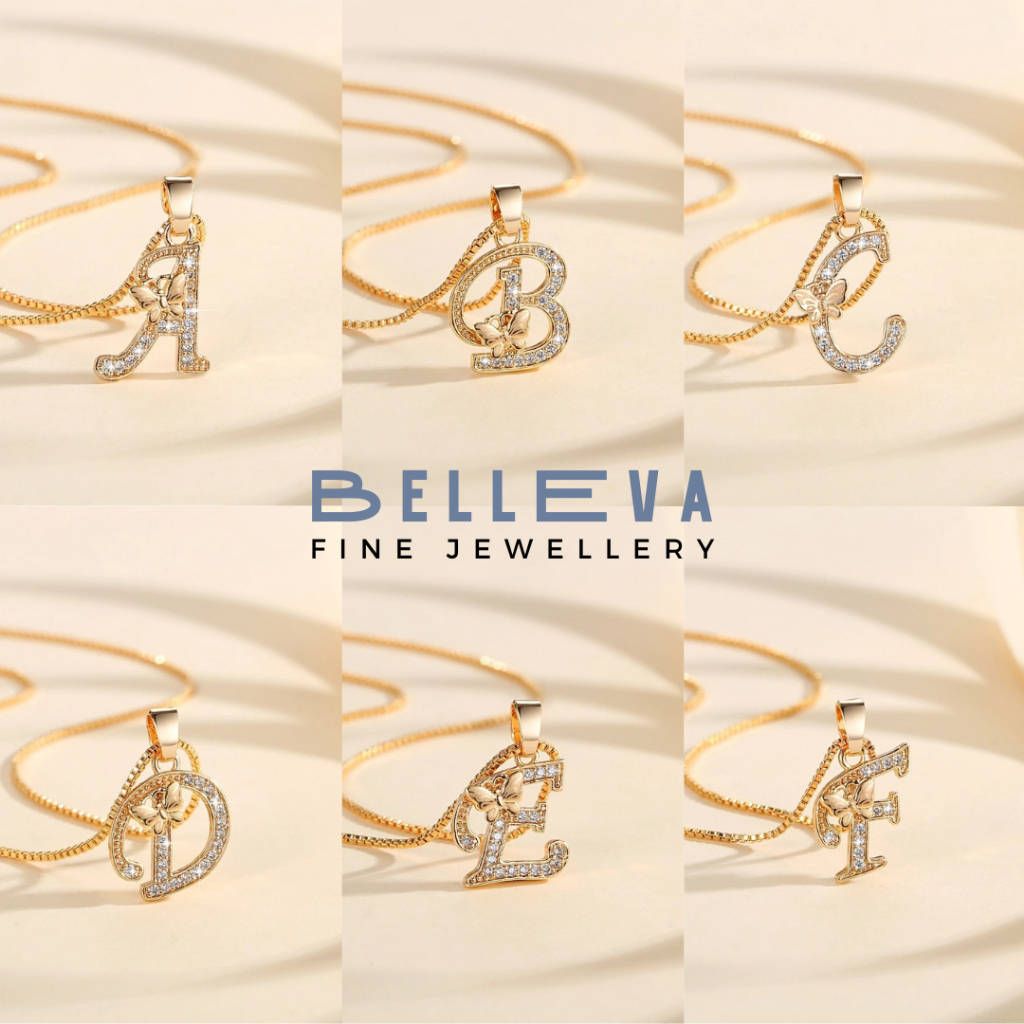 BELLEVA - Jewellery Kalung Huruf Alphabet Perempuan Tidak Mudah Berkarat Titanium Zirkon Jewelry Tid