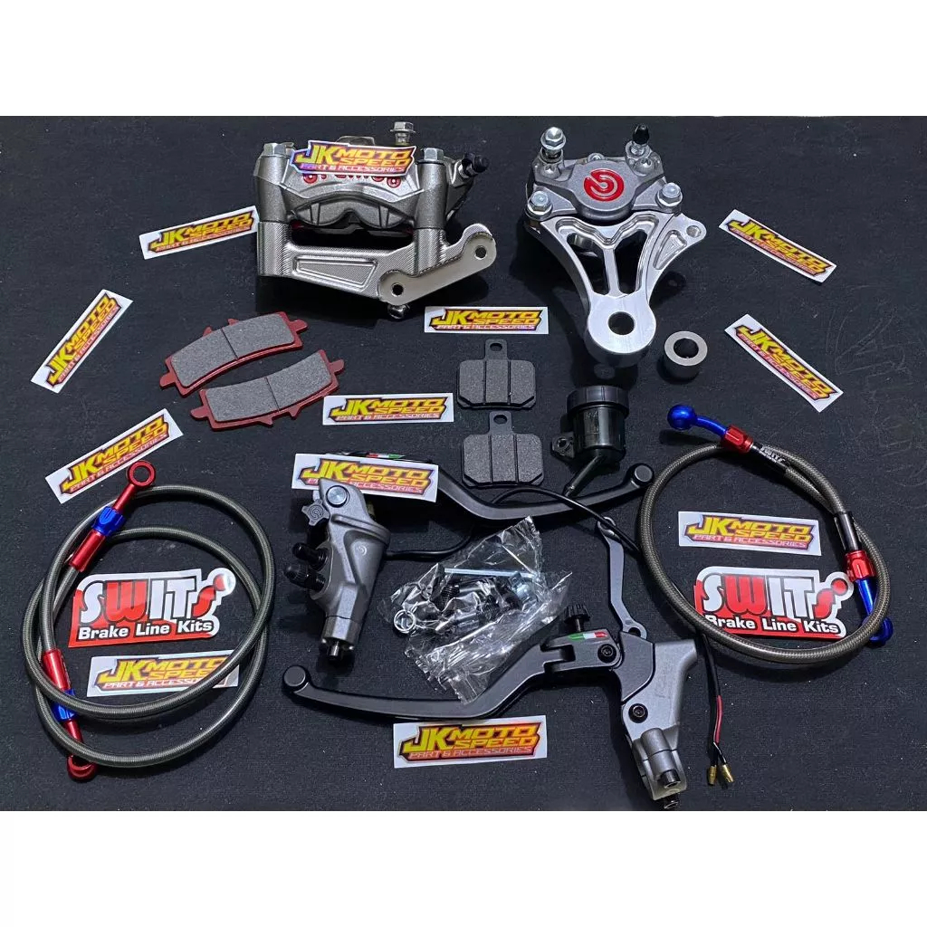 PAKET MURAH  NINJA R rr ss krr zx KALIPER BREKET CAKRAM MASTER REM VIETNAM SELANG REM KARBON 4 PISTO