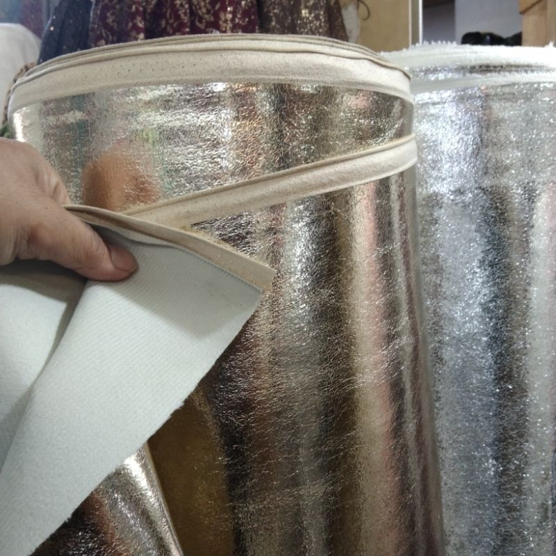 KAIN LATEX SILVER METALIC TEBAL NON STREET/ TIDAK MELAR