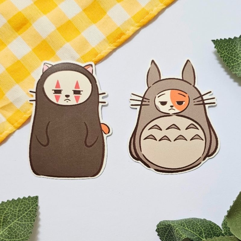 

LEHA-LEHA CLUB - Ghibli Cat Sticker | Cute Doff Sticker | Sticker Lucu Totoro Kaonashi No Face