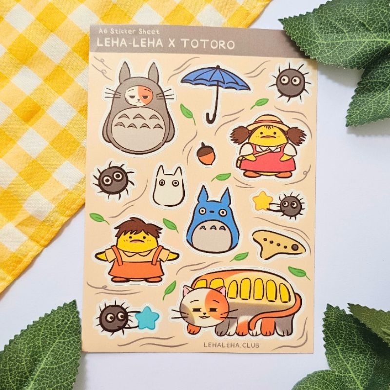 

LEHA-LEHA CLUB - Totoro Sticker Sheet A6 | Gemma Cat Soba Duck Ghibli | Cute Journaling Sticker