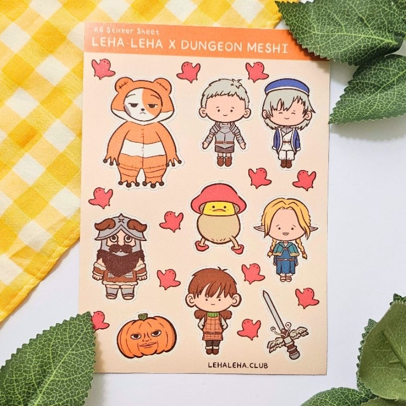 

LEHA-LEHA CLUB - Dungeon Meshi Sticker Sheet A6 | Gemma Cat Soba Duck Anime | Cute Journaling Sticker Delicious in Dungeon