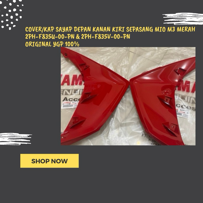 Cover/kap sayap depan Kanan Kiri Sepasang Mio M3 Merah Ferari 2PH-F835U-00-pn & 2PH-F835V-00-pn