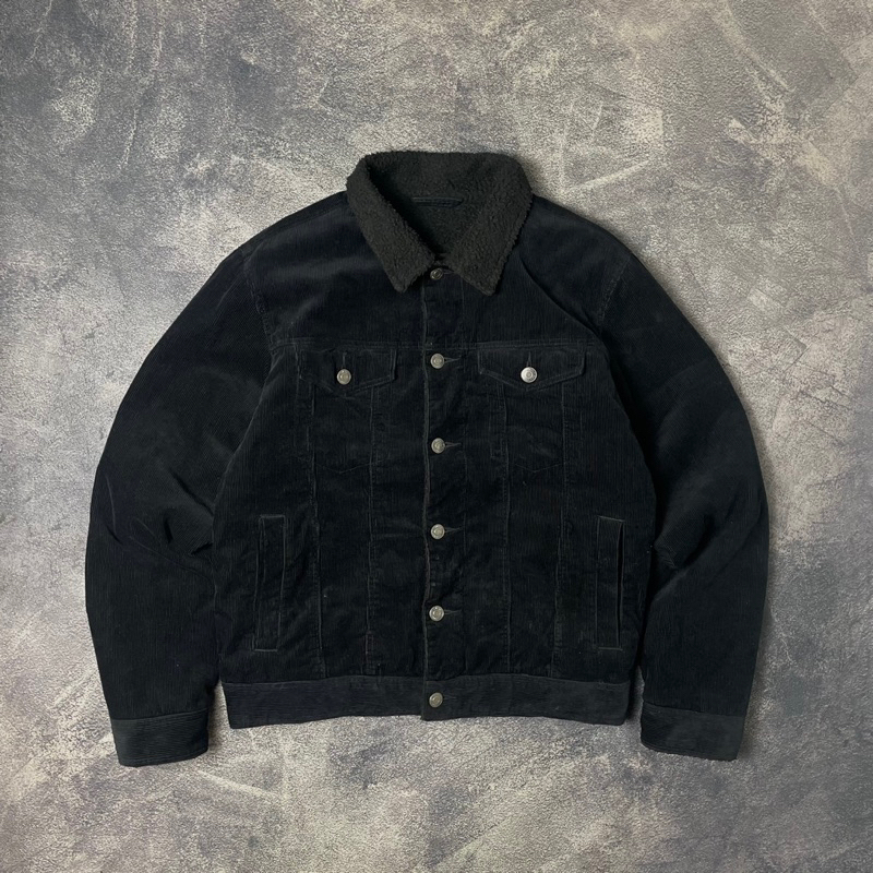 Trucker Jacket Corduroy Black Uniqlo GU Like New