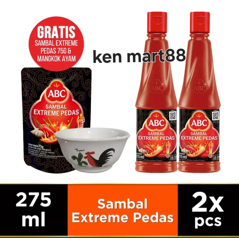 

Sambal ABC extreme pedas 275 ml- Twinpack free sambal extreme pedas 75g dan mangkok sambal kecil