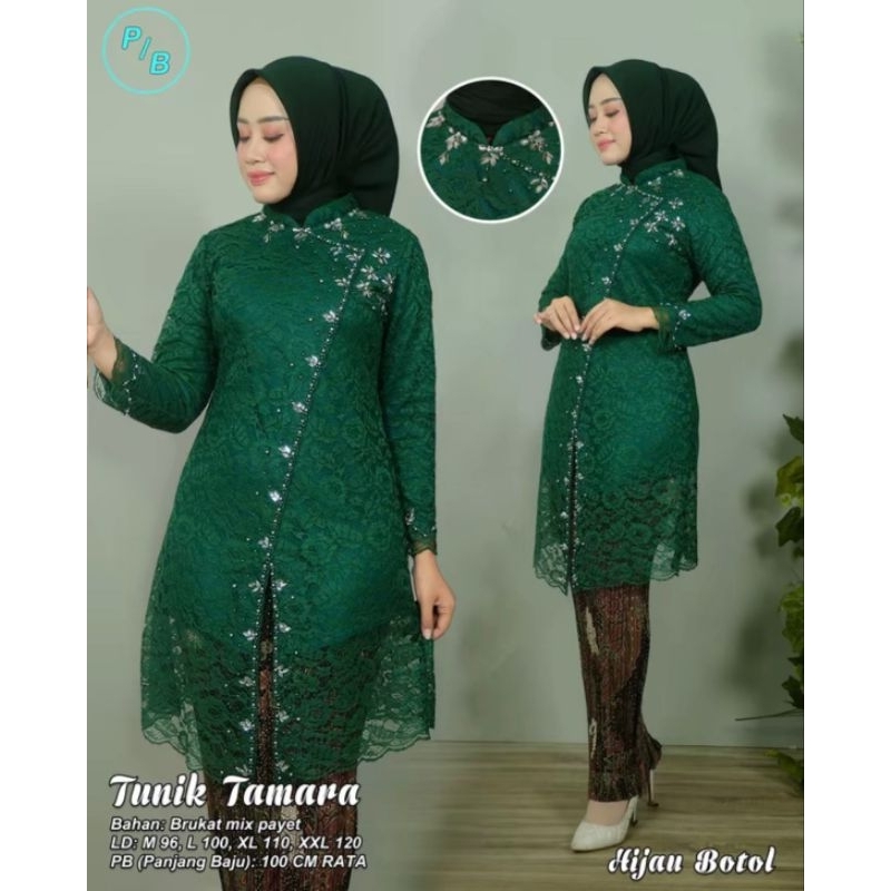 SETELAN TUNIK TAMARA BRUKAT/TUNIK KEBAYA PESTA MEWAH ELEGAN/TAMARA BRUKAT DENGAN PAYET ELEGAN/tunik 
