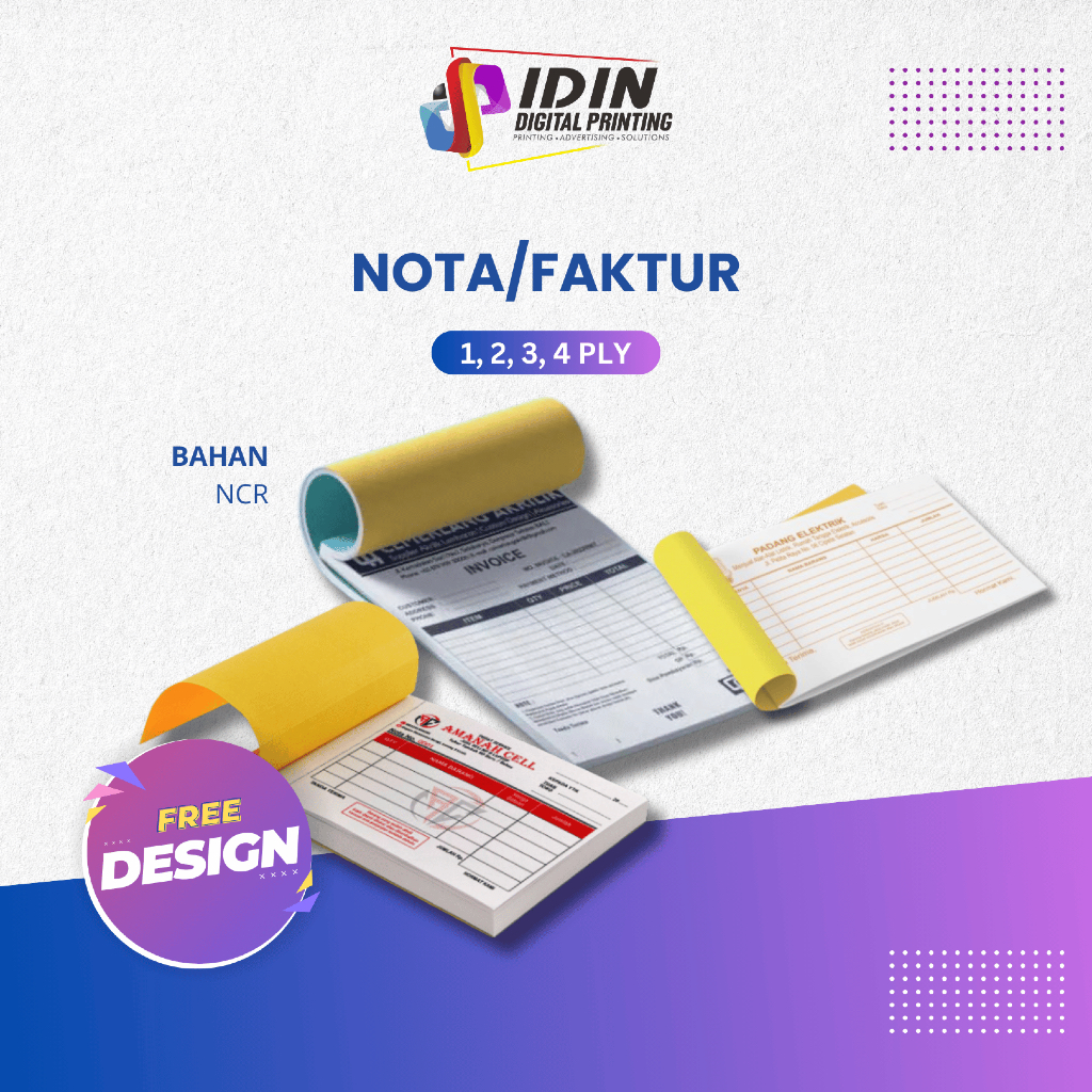 

Cetak Nota Faktur Warna Custom Usaha Toko - Percetakan Idin Digital Printing