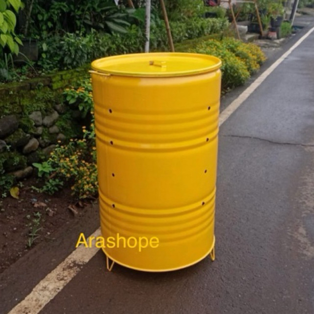 Tong sampah 200 Liter/ drum besi besar/tempat bakar sampah
