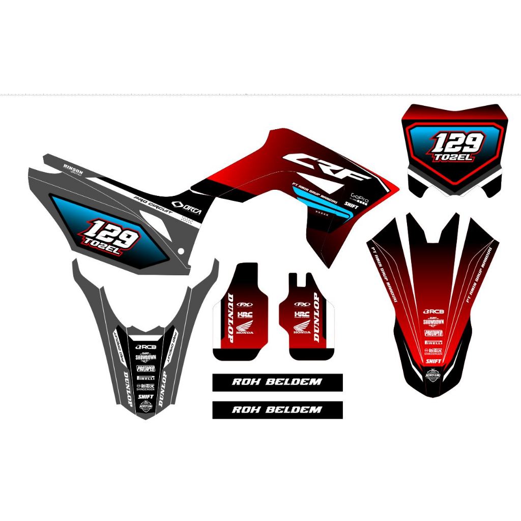 Decal Honda CRF 150L MOTIF simpel abu merah gradasi hitam