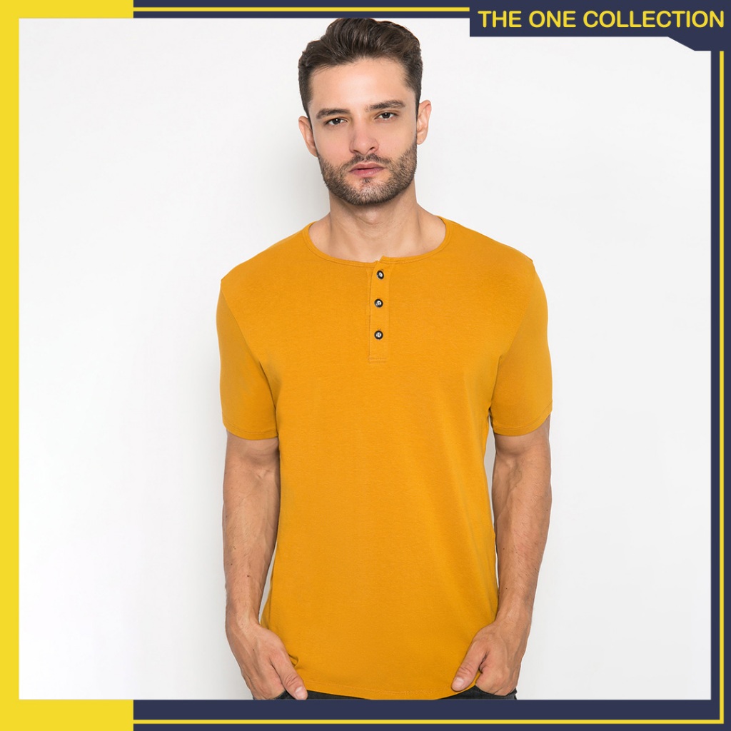 Johnwin - Kaos The One Placket - Longline Spandex - Kuning Mustard - FTS.621.M003.08.CSS - Free keyc