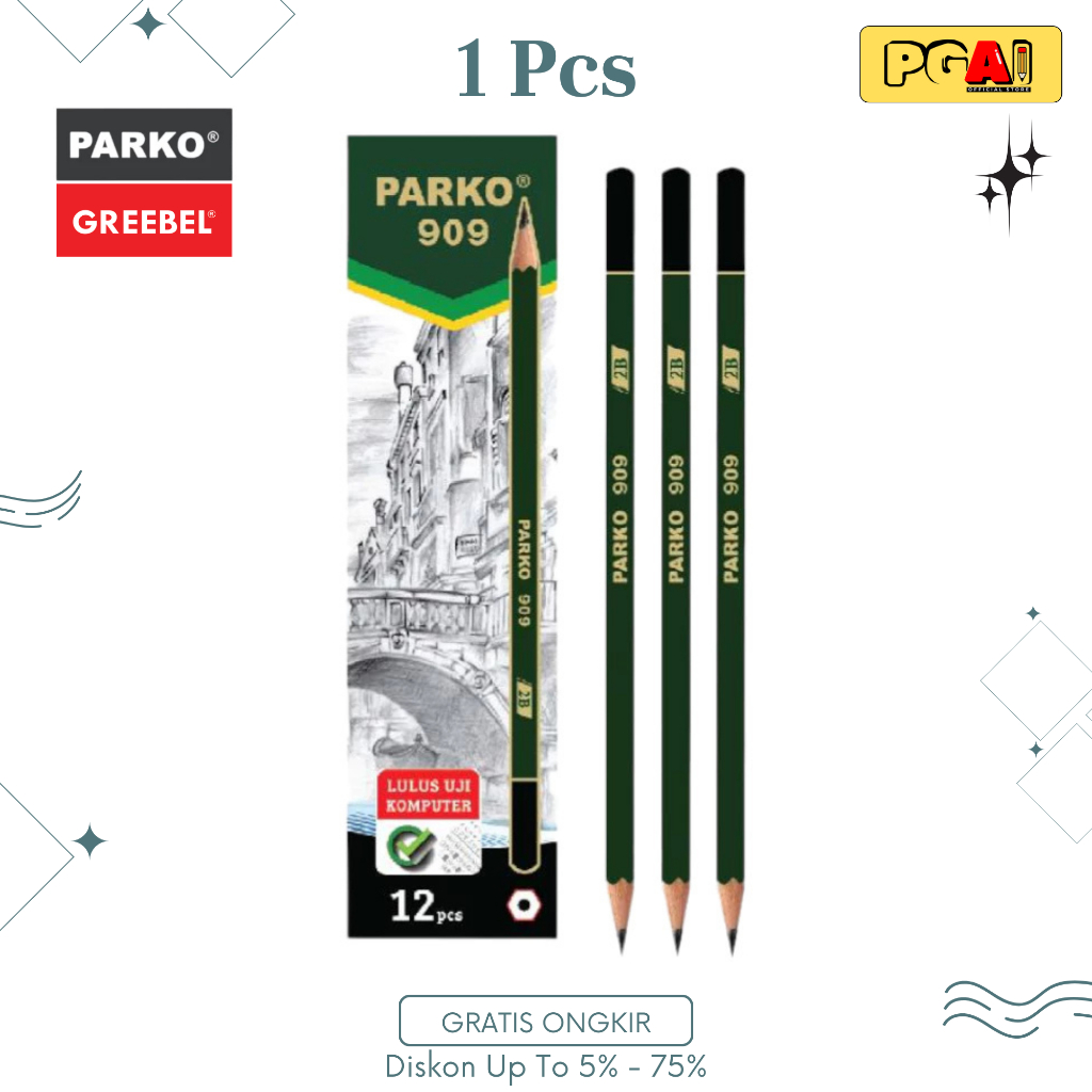 

(PGAI) PENSIL PENCIL GREEBEL PARKO 909 2B 1 PCS ( ALAT TULIS / PERLENGKAPAN KANTOR / PENSIL )