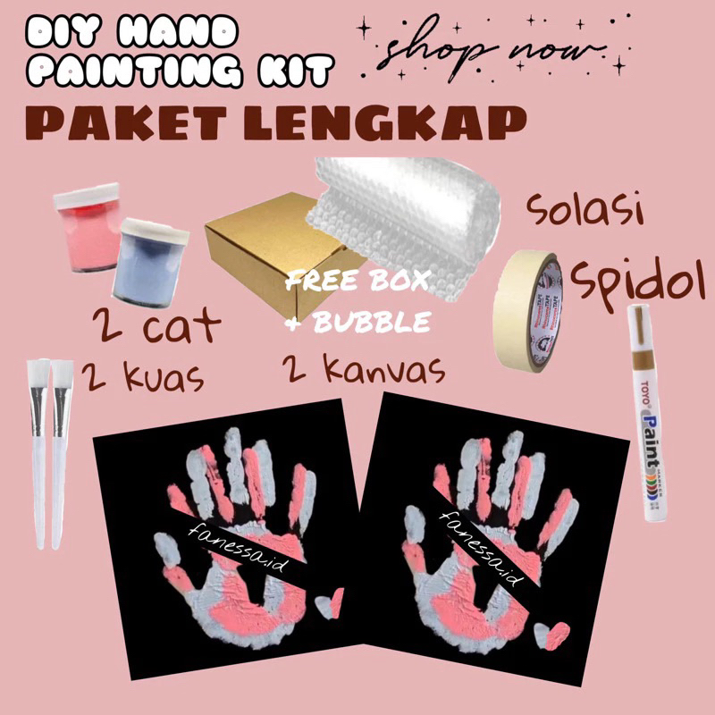 

(free box) DIY HAND PAINTING KIT CAP TANGAN KANVAS COUPLE