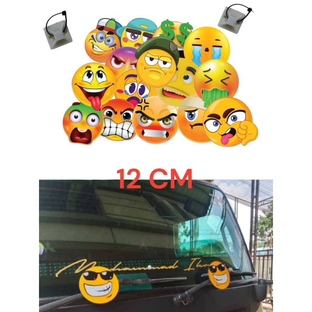 Wiper Mobil Emoji 12cm Hiasan Kaca Wiper Mobil Wiper mobil Truk Bus Ukuran 12 cm