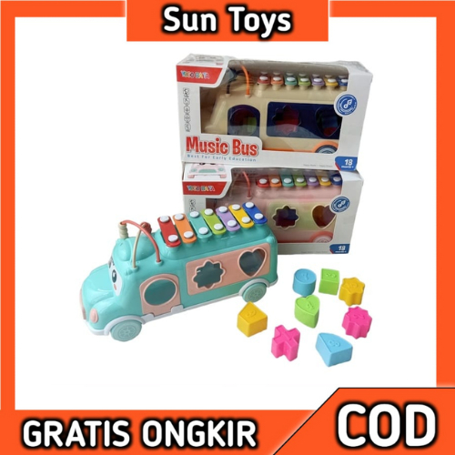 Mainan Edukasi Motorik Happy Bus Puzzle Xylophone Music Mobil Mobilan Miniatur Bus Lucu Mobil Gambang Ye20/19