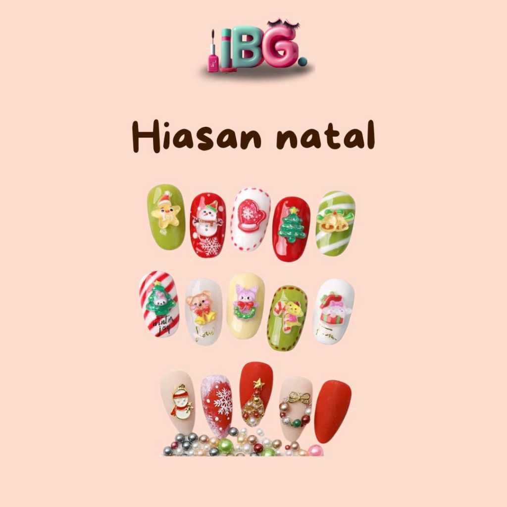 Hiasan Natal Kuku Hiasan Christmas Kuku Hiasan Resin 3D Kuku Hiasan Kuku Natal Christmas Akesoris Kuku