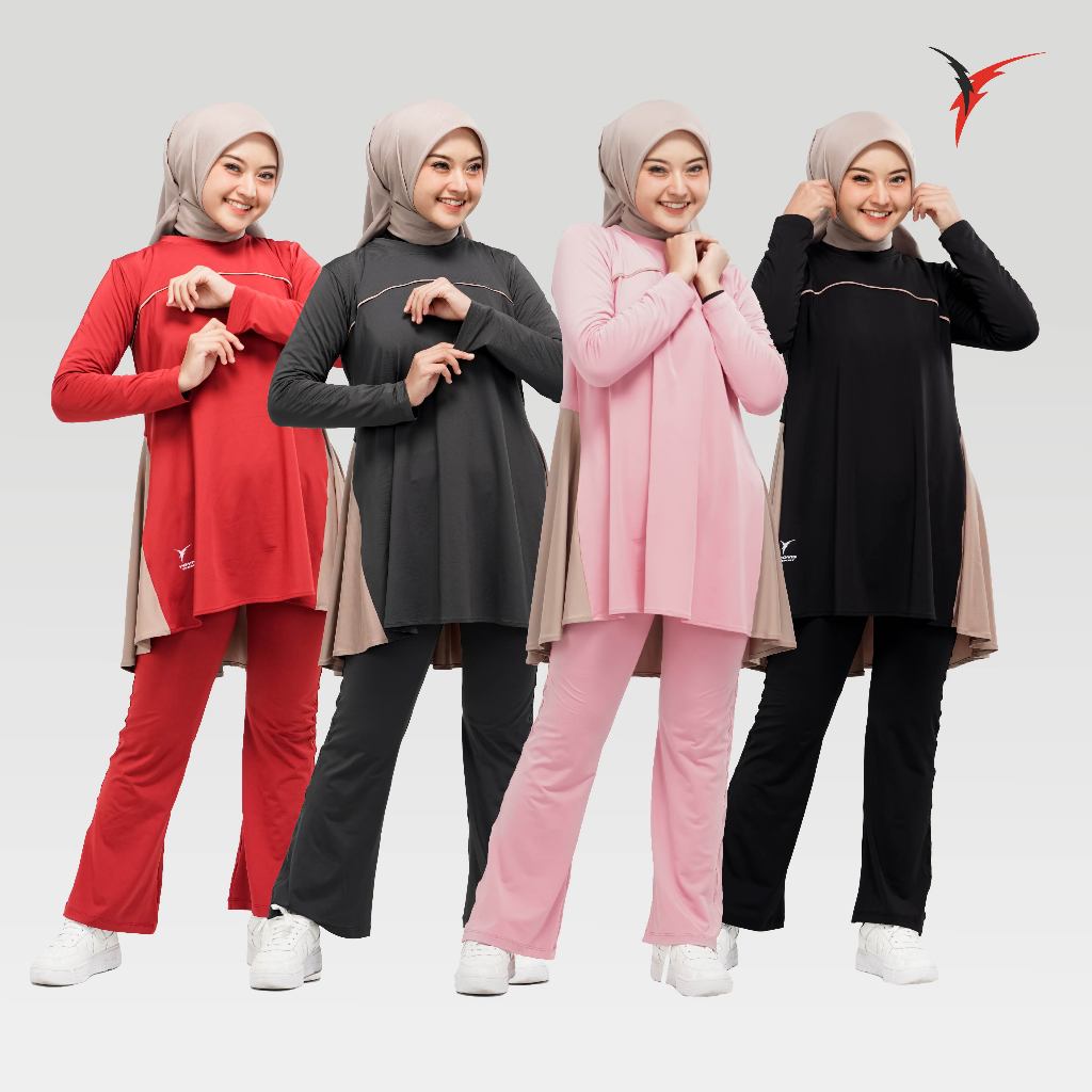 PROMO TERBARU Setelan Dress Olahraga Wanita Yovis Sport / Setelan Cutbray Motif Muslim Wanita 22