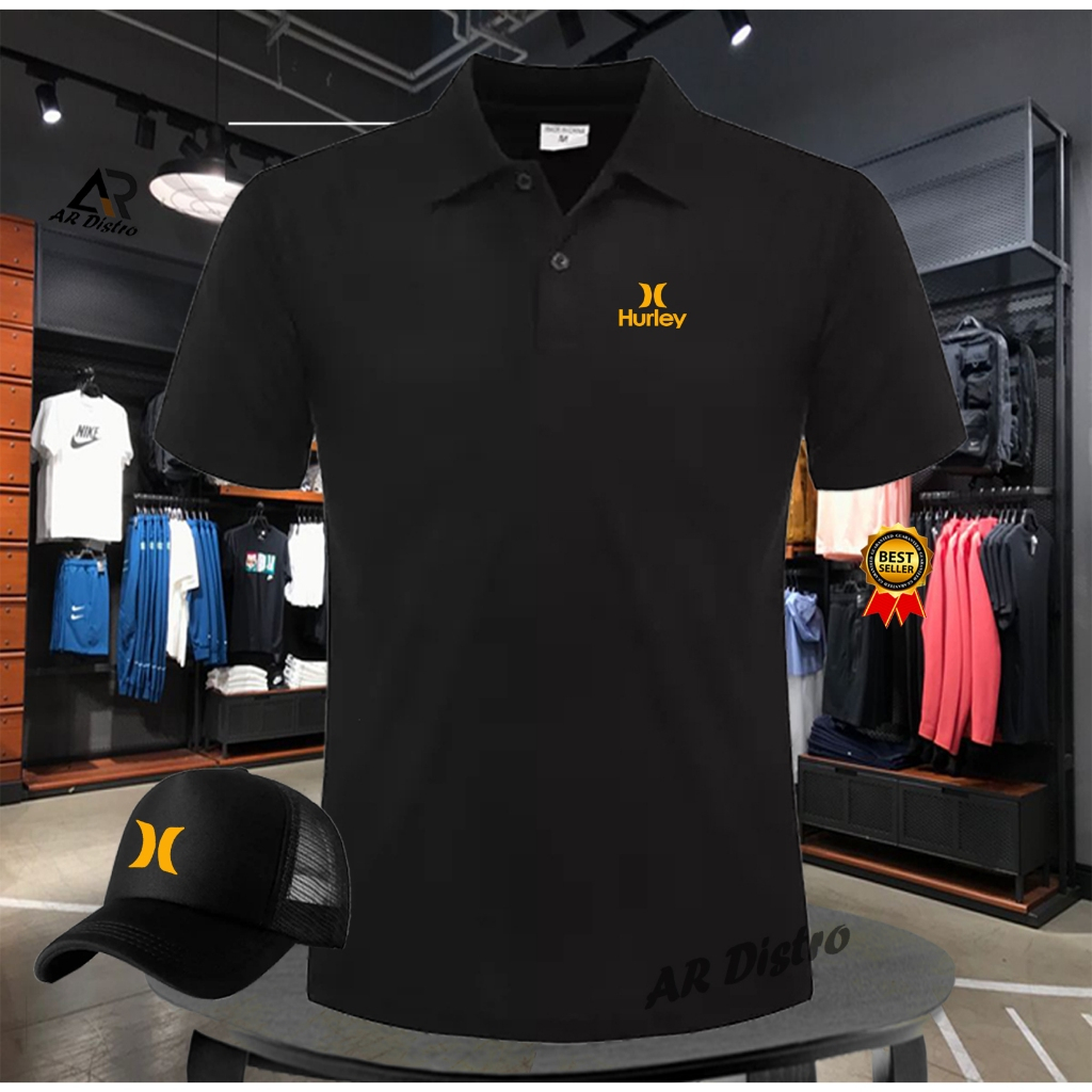 GRATISTOPIKAOS POLO PRIA/WANITA KAOS POLO IMPORT HURLEY GOLD TEKS KAOS POLO ORIGINAL QUALITY PREMIUM