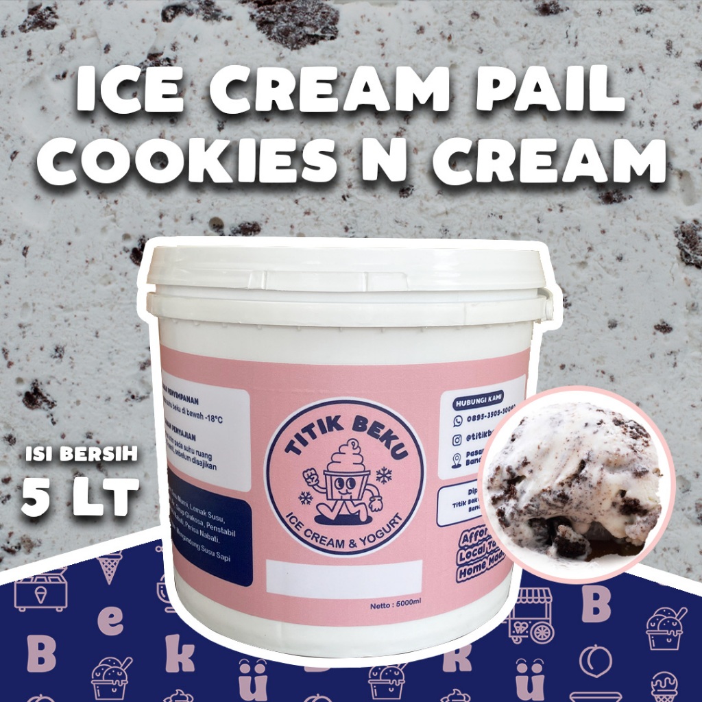 

TITIK BEKU ICE CREAM 5 LITER COOKIES N CREAM / OREO / PAIL / EMBER / ES KRIM LITERAN / BUAH