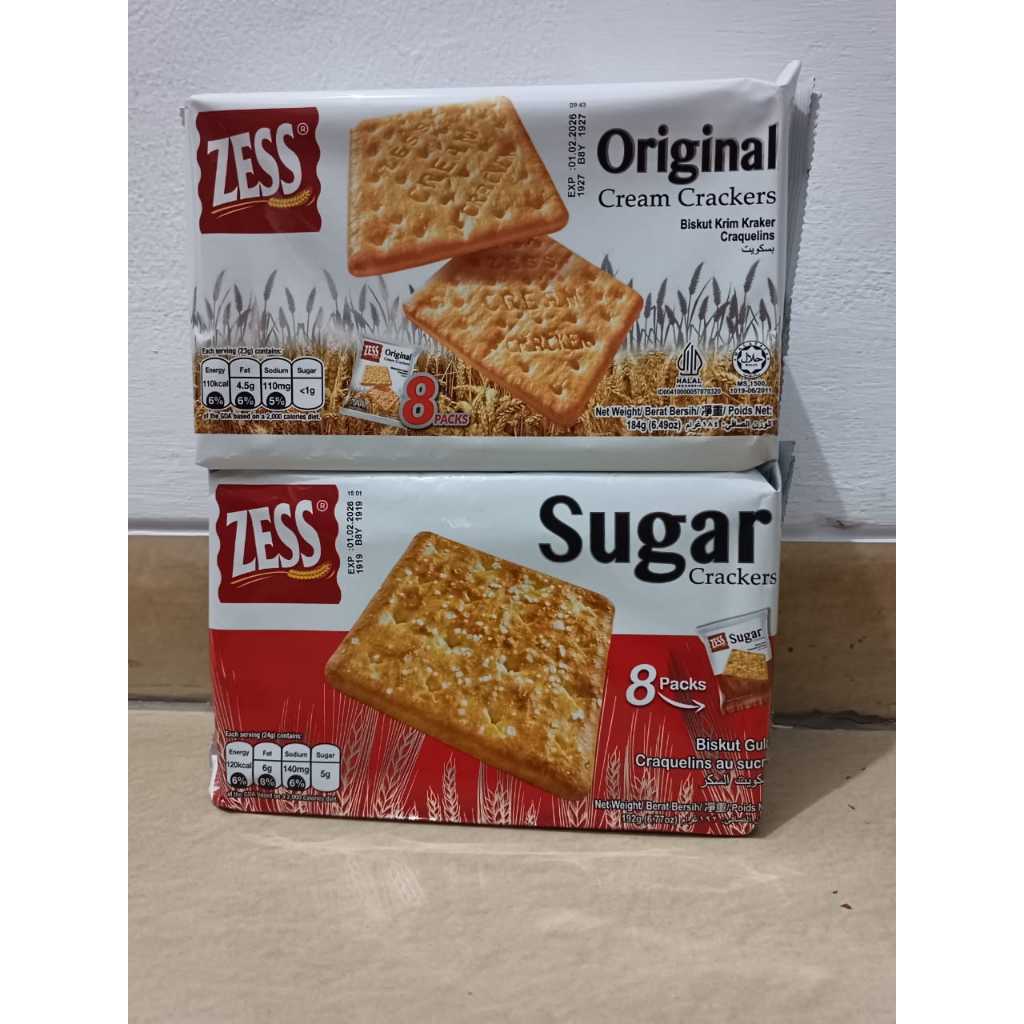 

Zess Crackers Isi 8 pack Biskuit Vegetarian Original Cream & Sugar Cream Crackers