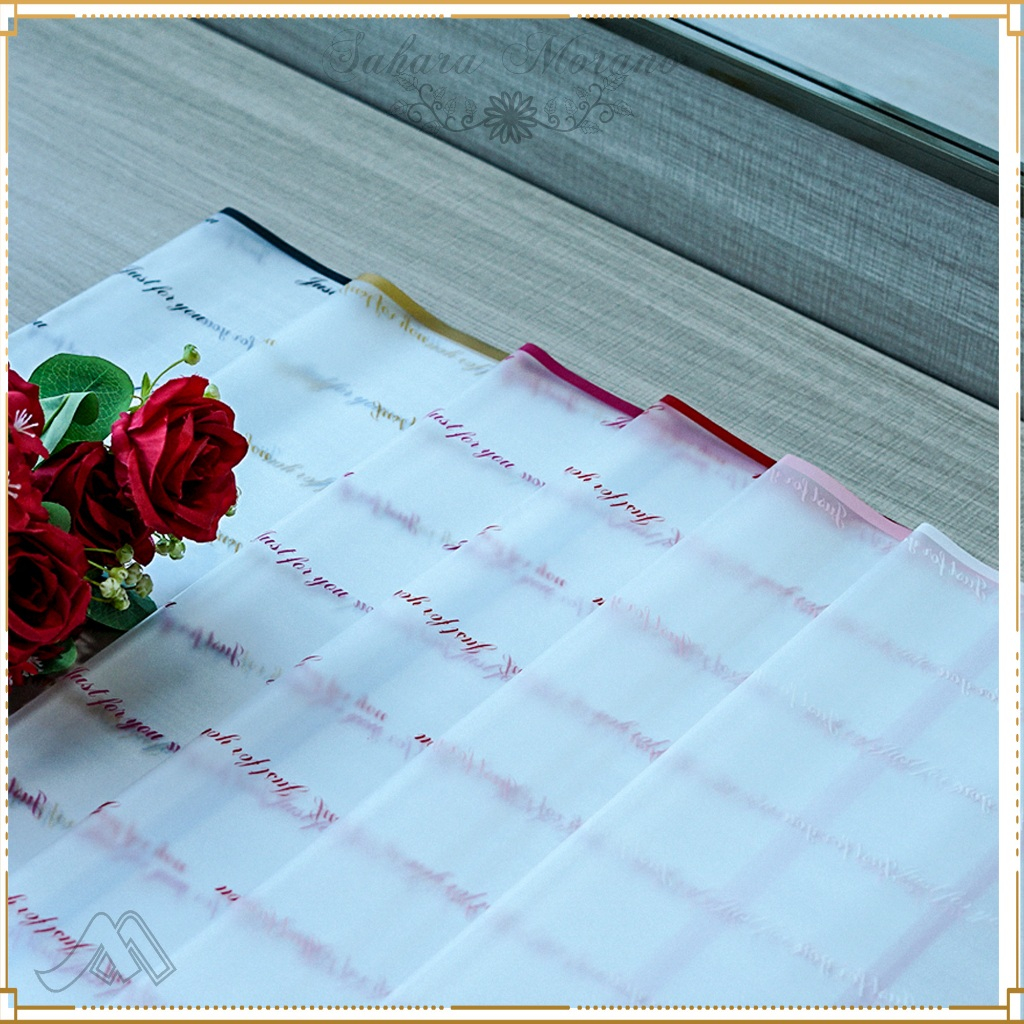 

[ 5 PCS ] Flower Wrapping Motif Transparant Text List Cellophane Waterproof Kertas Buket Bunga