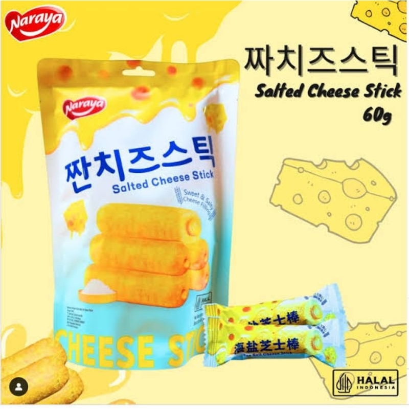 

Naraya Snack Salted Cheese Stick pouch 60gr Cemilan salted Keju stick snack Naraya